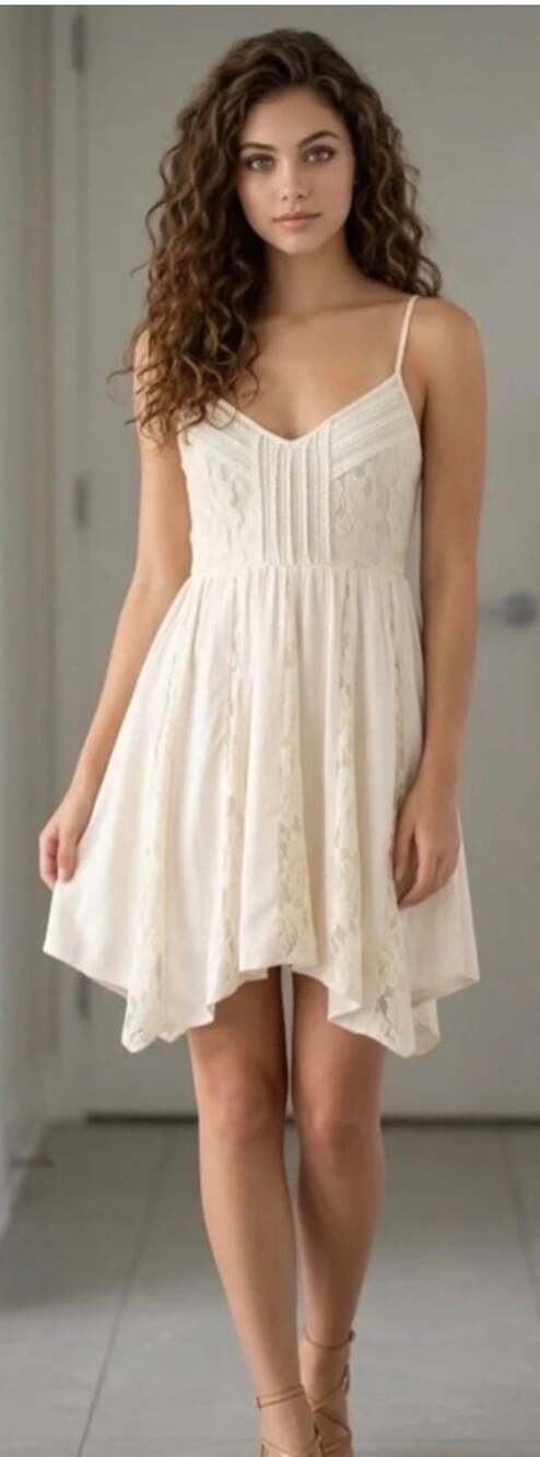 American Eagle Outfitters Lace Mini Dress Size 0 Cream Boho